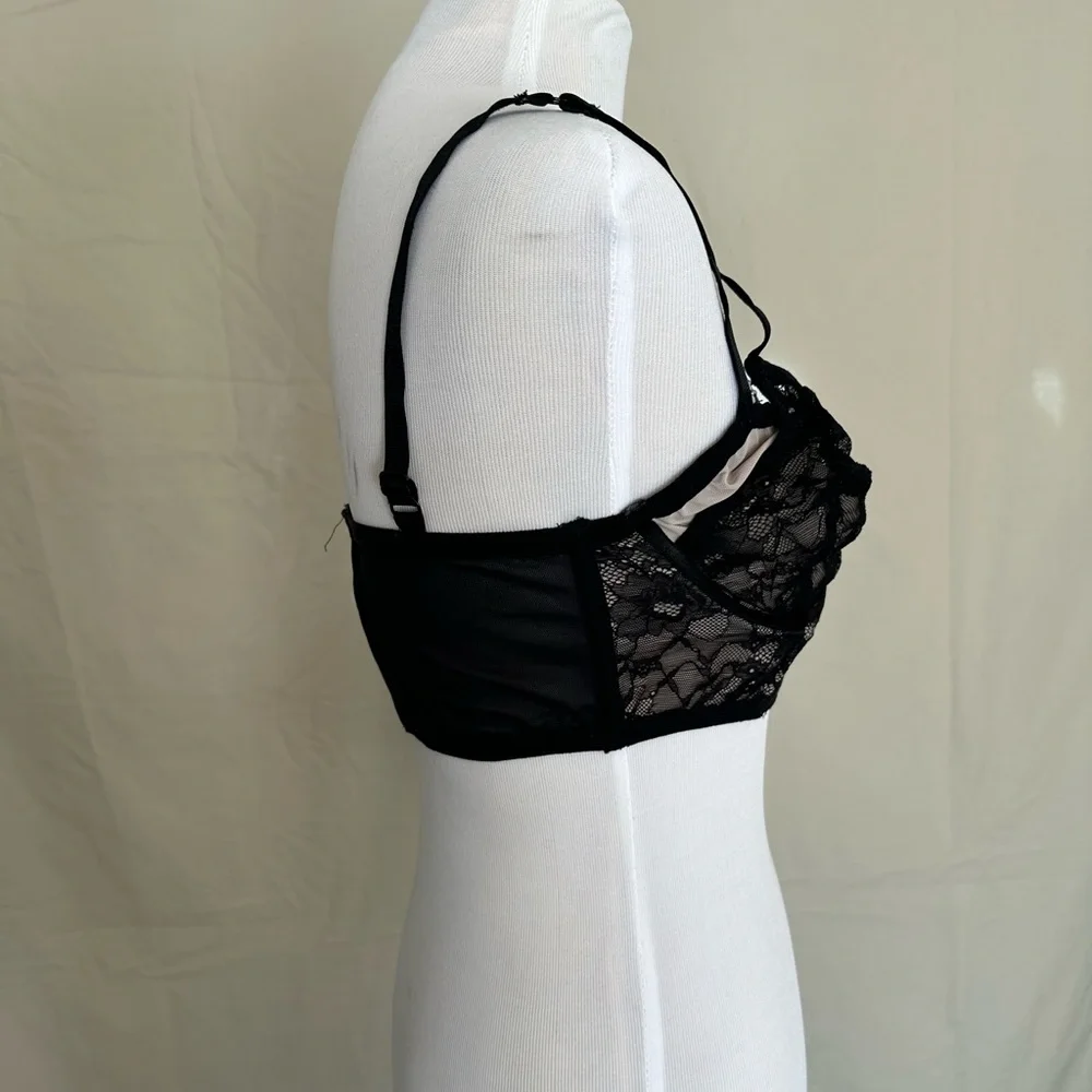 Torrid Bralette Lace Black underwire size 00X plus mesh adjustable wide band - Picture 6 of 15